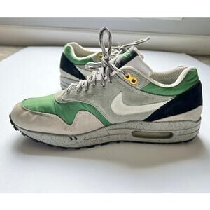 NIKE mens sz 9.5 Air Max 1 Classic Skull Pack 2008 Green Barley Gray GUC